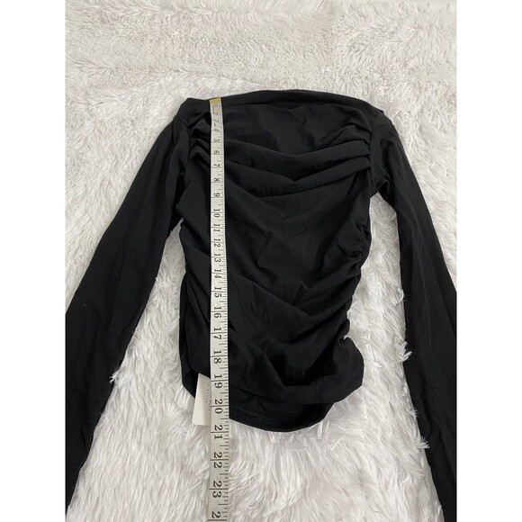 Darong Womens Long Sleeves Shirt Black Off The Shoulder Ruched Size M - Picture 6 of 10